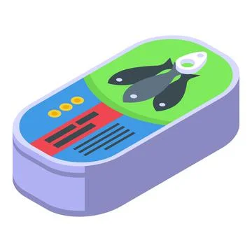 Fish can icon isometric vector. Ocean fish Stock Illustration