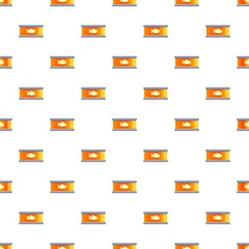 Fish cans seamless pattern representing preserved seafood Stock Illustration