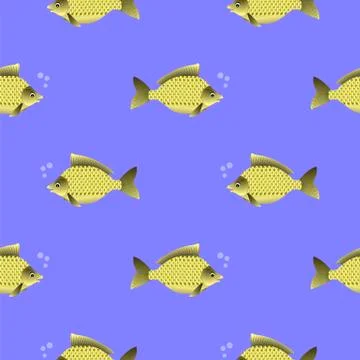 Fish Carp Seamless Pattern Stock Illustration