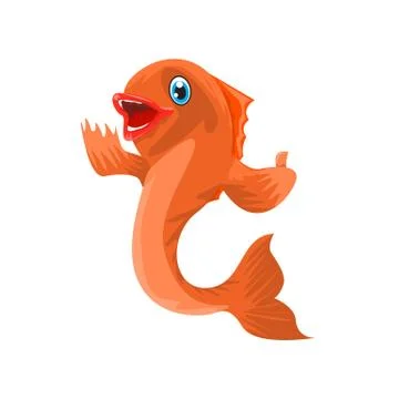 Fish cartoon character thumb up. Vector illustration. Stock Illustration