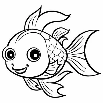 Fish cartoon children's drawing. Stockillustratie