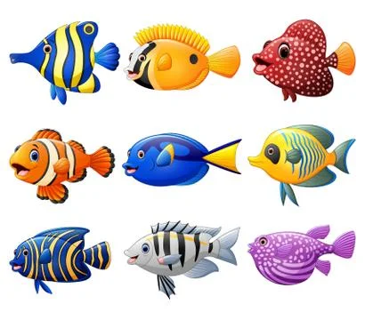 Fish cartoon set Stock Illustration