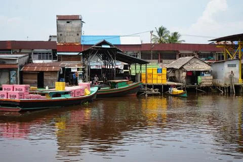 Fish catch storage center in one of the markets called "Kakap" Stock Photos