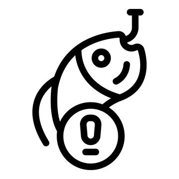 Fish catching a hook with attention sign, phishing attack 스톡 일러스트