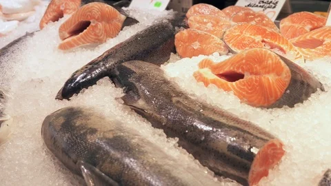 Fish in the central market. Stock Footage 126574152
