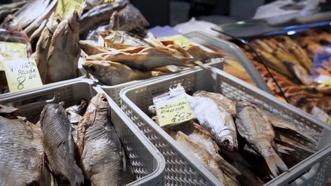Fish in the central market. Stock Footage 126575546