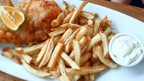 Fish &amp; Chips Stock Footage 93874470