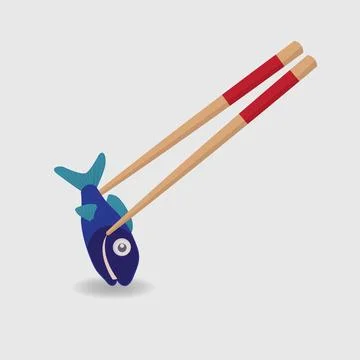 Fish chopsticks Stock Illustration