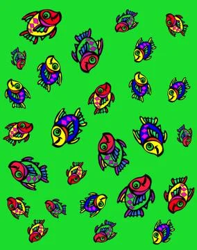 Fish at the Christmas tree Illustrazione stock