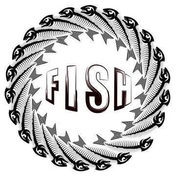 Fish Circle Frame Stock Illustration