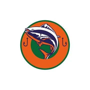 Fish on circle nake modern style vector mascot logo design Stock-Illustration