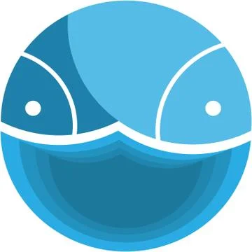 Fish in a circle with a wave Illustrazione stock