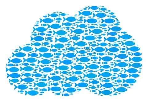 Fish Cloud Composition Ilustração Stock