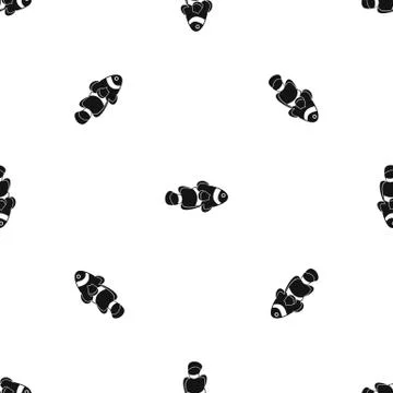 Fish clown pattern seamless black Stock Illustration