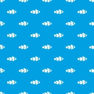 Fish clown pattern seamless blue Stock Illustration
