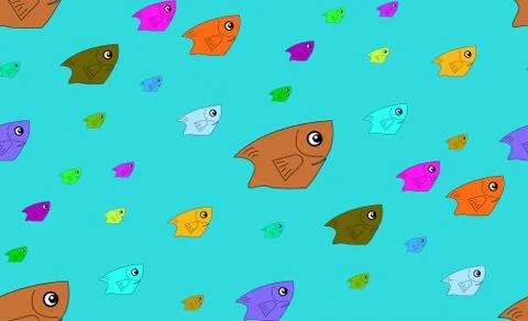 Fish colorful on sea pattern Illustrazione stock