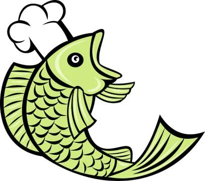 Fish cook chef baker Stock Illustration