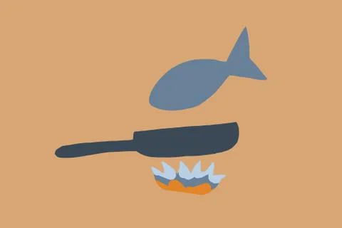Fish in a cooking pan Stock Illustration