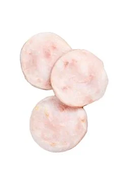 Fish cutlets from minced cod. Isolated on white background. Top view. Stock Photos