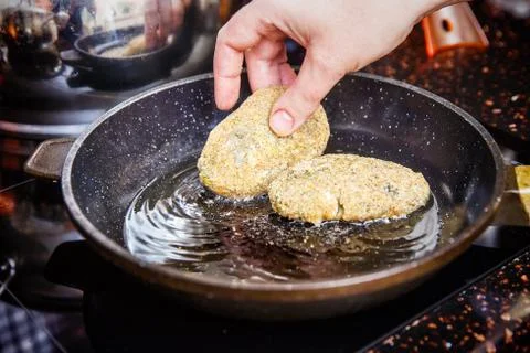 Fish cutlets preparing Stock Photos