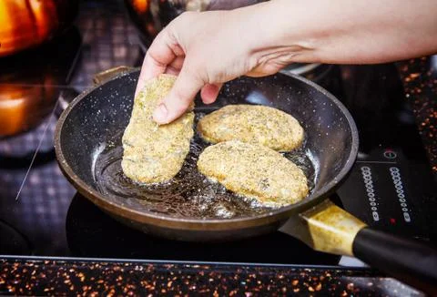 Fish cutlets preparing Foto stock