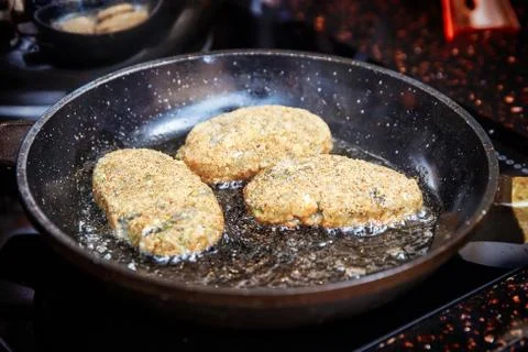 Fish cutlets preparing Stock Photos