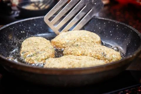 Fish cutlets preparing Stock Photos