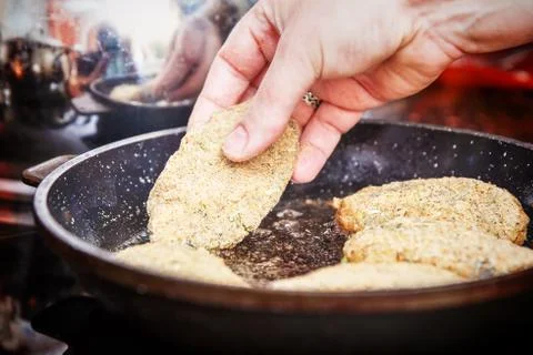 Fish cutlets preparing Stock Photos