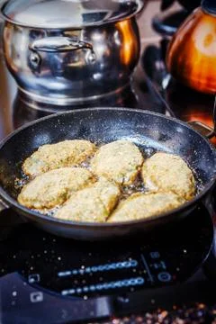 Fish cutlets preparing Stock Photos