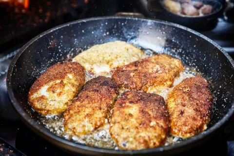 Fish cutlets preparing Stock Photos
