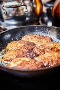 Fish cutlets preparing Stock Photos