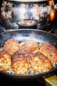 Fish cutlets preparing Stock Photos
