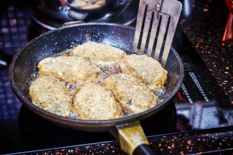 Fish cutlets preparing Foto stock