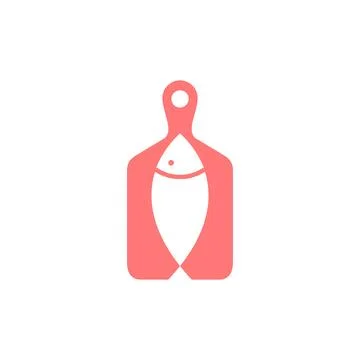 Fish cutting board creative logo design vector Stock Illustration