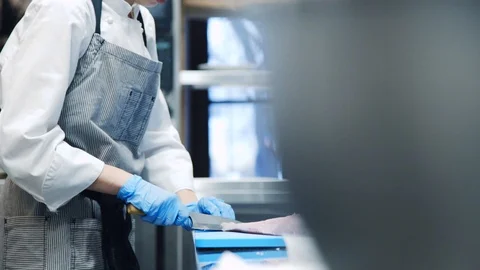 Fish cutting. Stock Footage 113861448