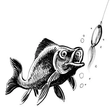 Fish an d bait Illustrazione stock