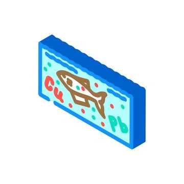 Fish death lake due high concentrations copper lead isometric icon vector. fi Stock Illustration