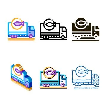 Fish delivery stylized icon vector outline Stock Illustration