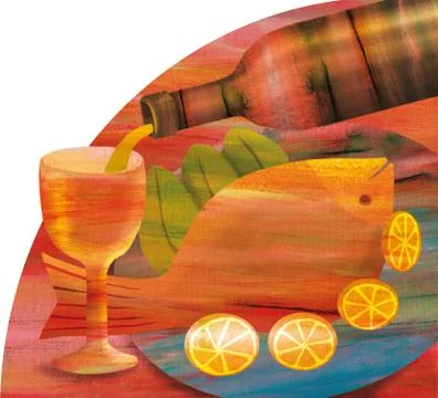 Fish Dinner Wine 스톡 일러스트