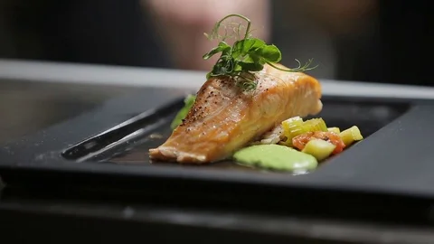 A fish dish from chef Stock Footage 85461835