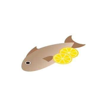 Fish dish icon, isometric 3d style Stock Illustration