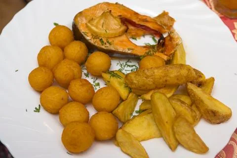 Fish dish on a plate Stock Photos