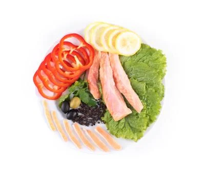 Fish dish with vegetables Stock Photos