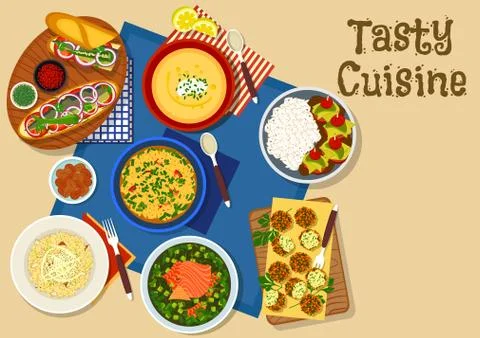 Fish dishes icon for dinner menu design Stock Illustration