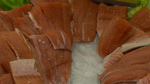 Fish displayed for sale Stock Footage 79733593