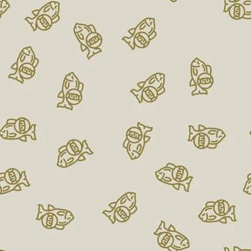 Fish with dna genetic engineering line vector seamless pattern イラスト素材