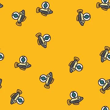 Fish with dna genetic engineering vector seamless pattern 스톡 일러스트
