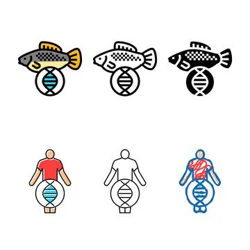 Fish with dna genetic mix engineering color icon vector Stock Illustration