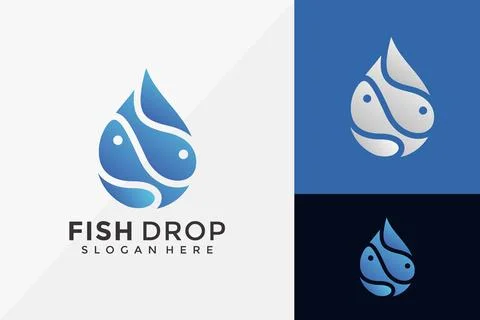 Fish Drop, Fresh Fish Logo Design, Modern Logo Designs Vector Illustration Te Stock Illustration