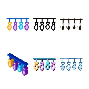 Fish drying icon variations vector outline Stock Illustration